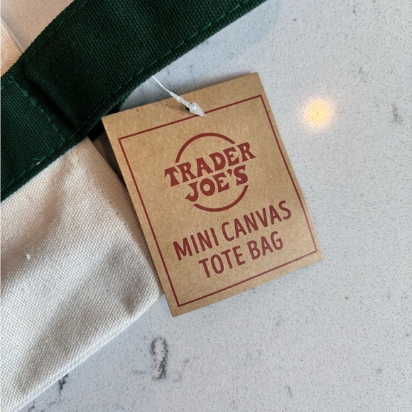 Trader Joe's Mini Canvas Tote Bag -Green - Picture 2 of 3